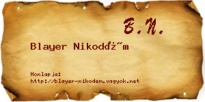 Blayer Nikodém névjegykártya